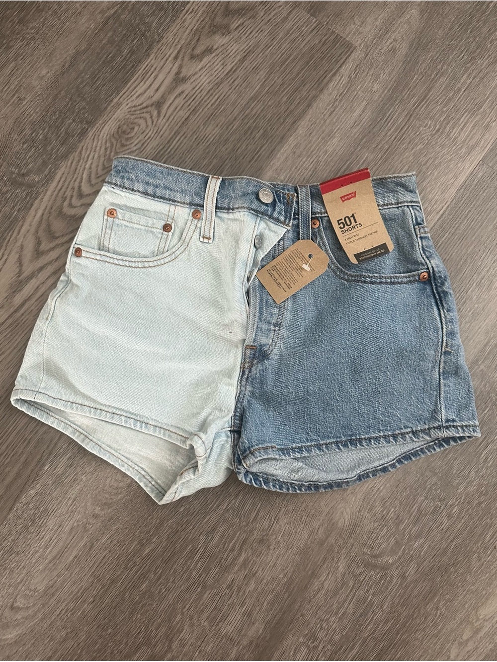 Levi's Two-Tone Denim 501 Shorts - Light Wash & Medium Wash